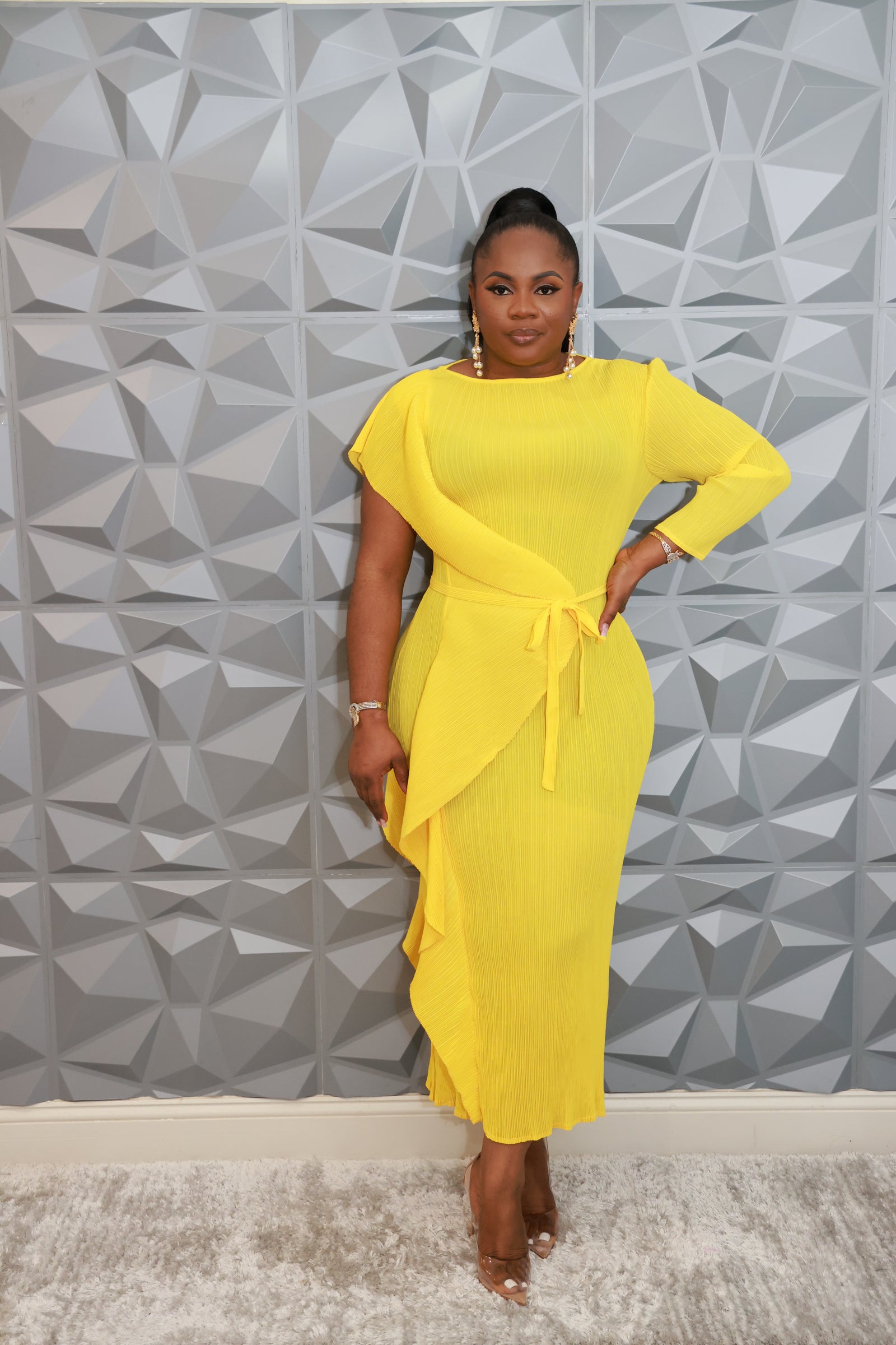 Majestic Wave Dress (Yellow)