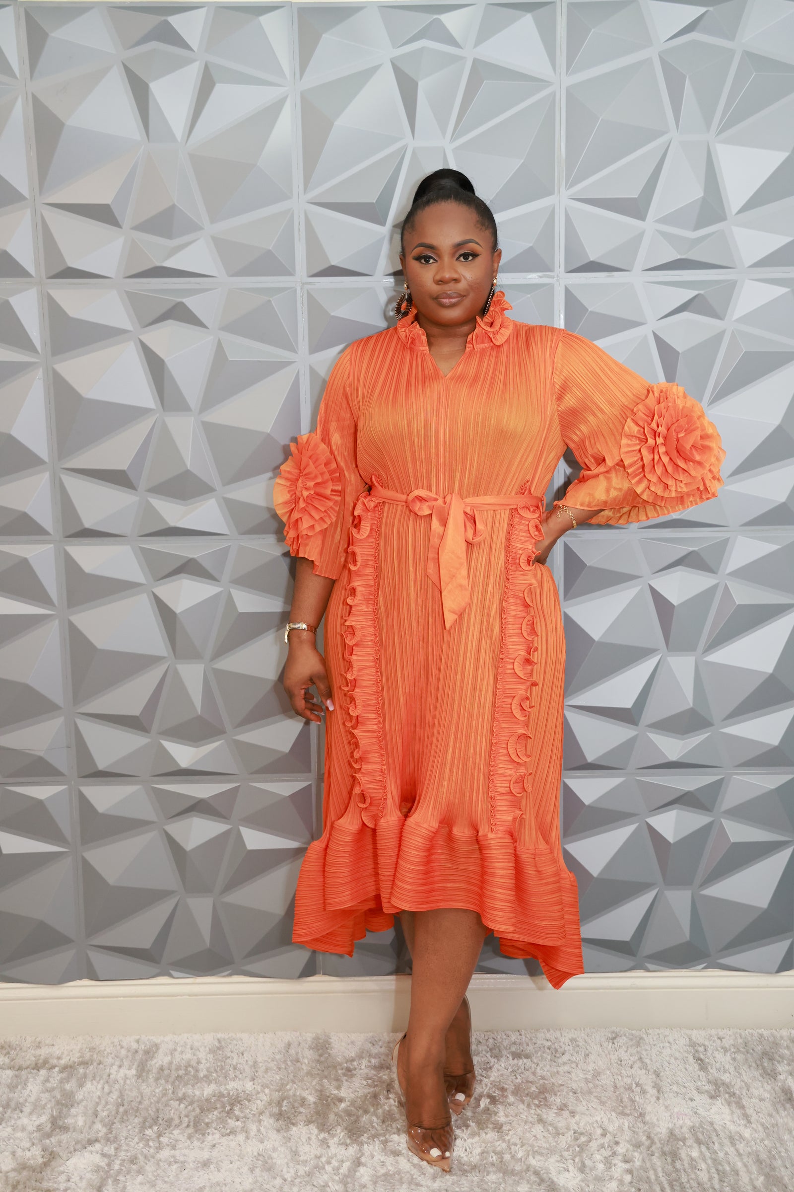 Timeless Ruffle Dress (Orange)