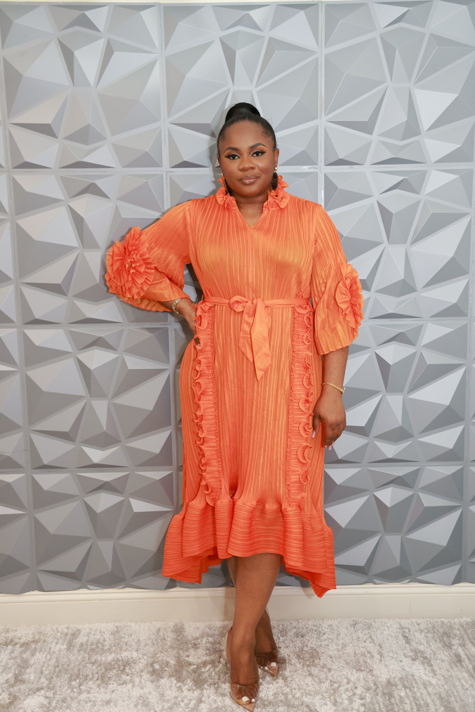 Timeless Ruffle Dress (Orange)