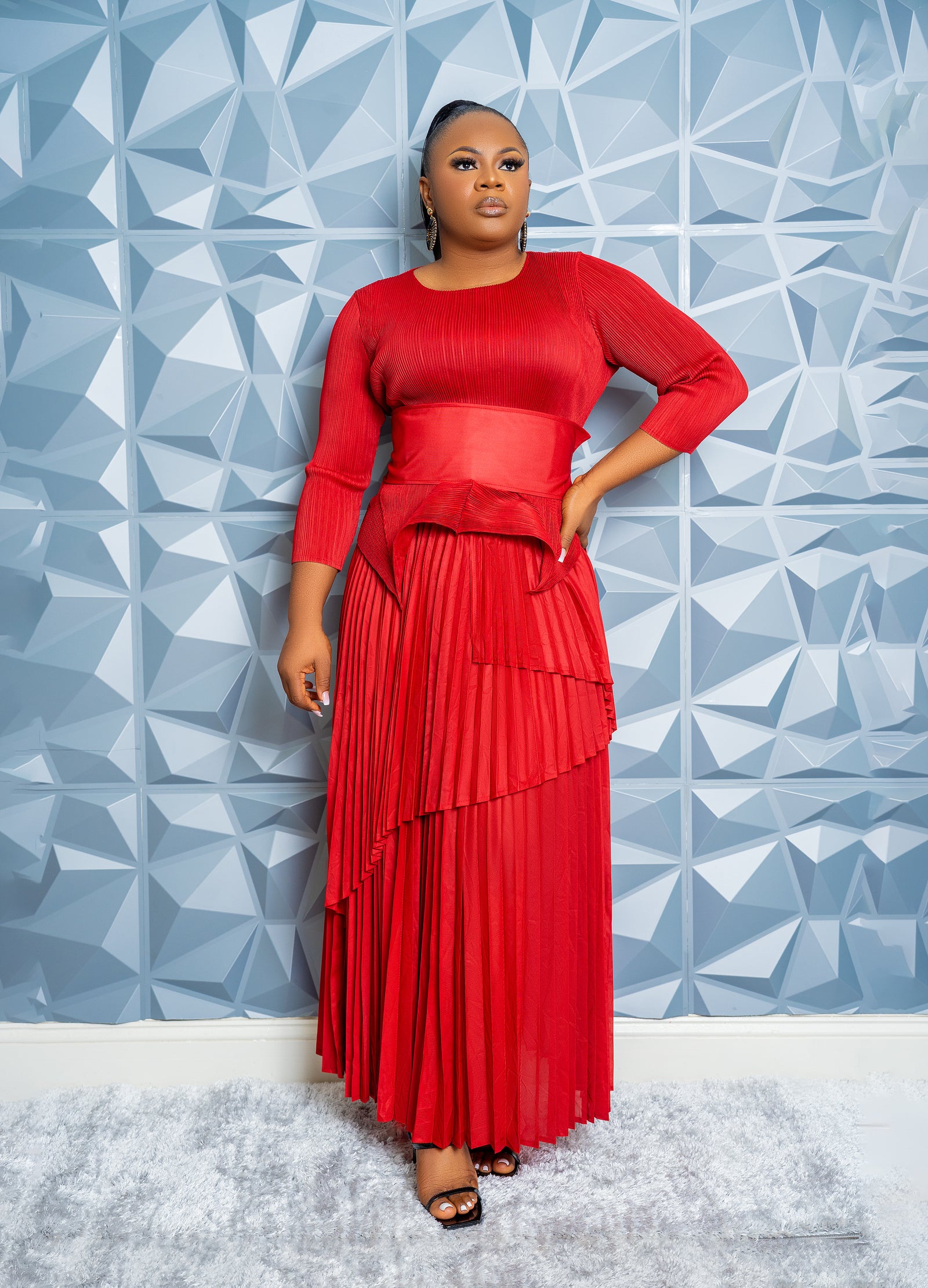 Cascade Skirt Set (Burgundy)
