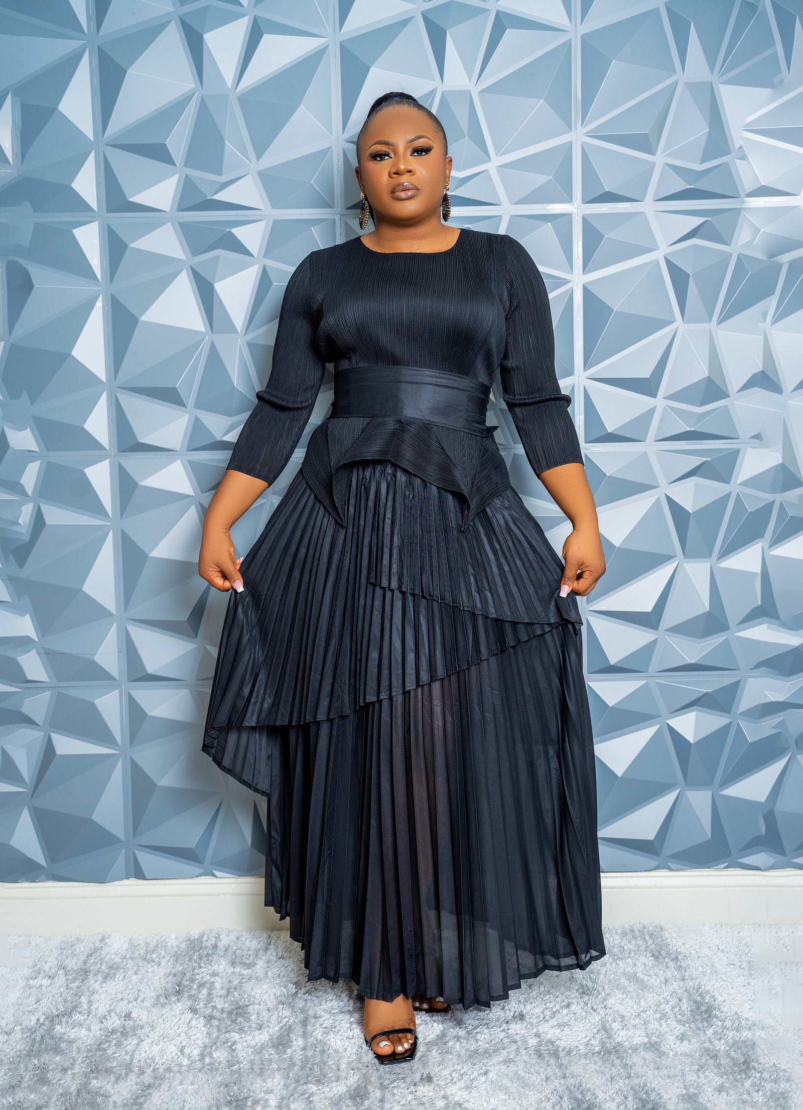 Cascade Skirt Set (Black)