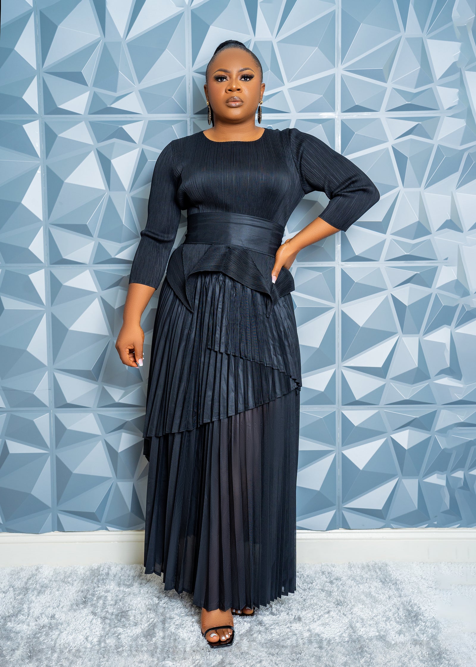 Cascade Skirt Set (Black)