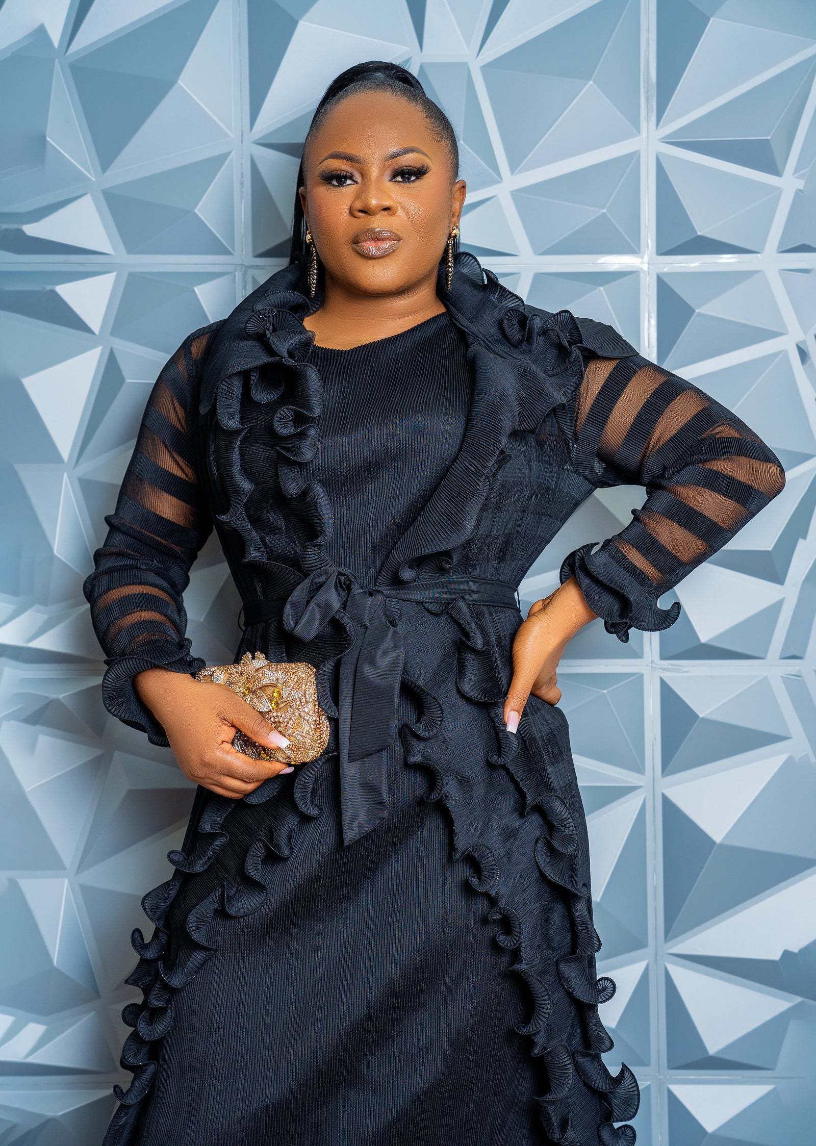 Gilded Wave Dress ( BLACK)