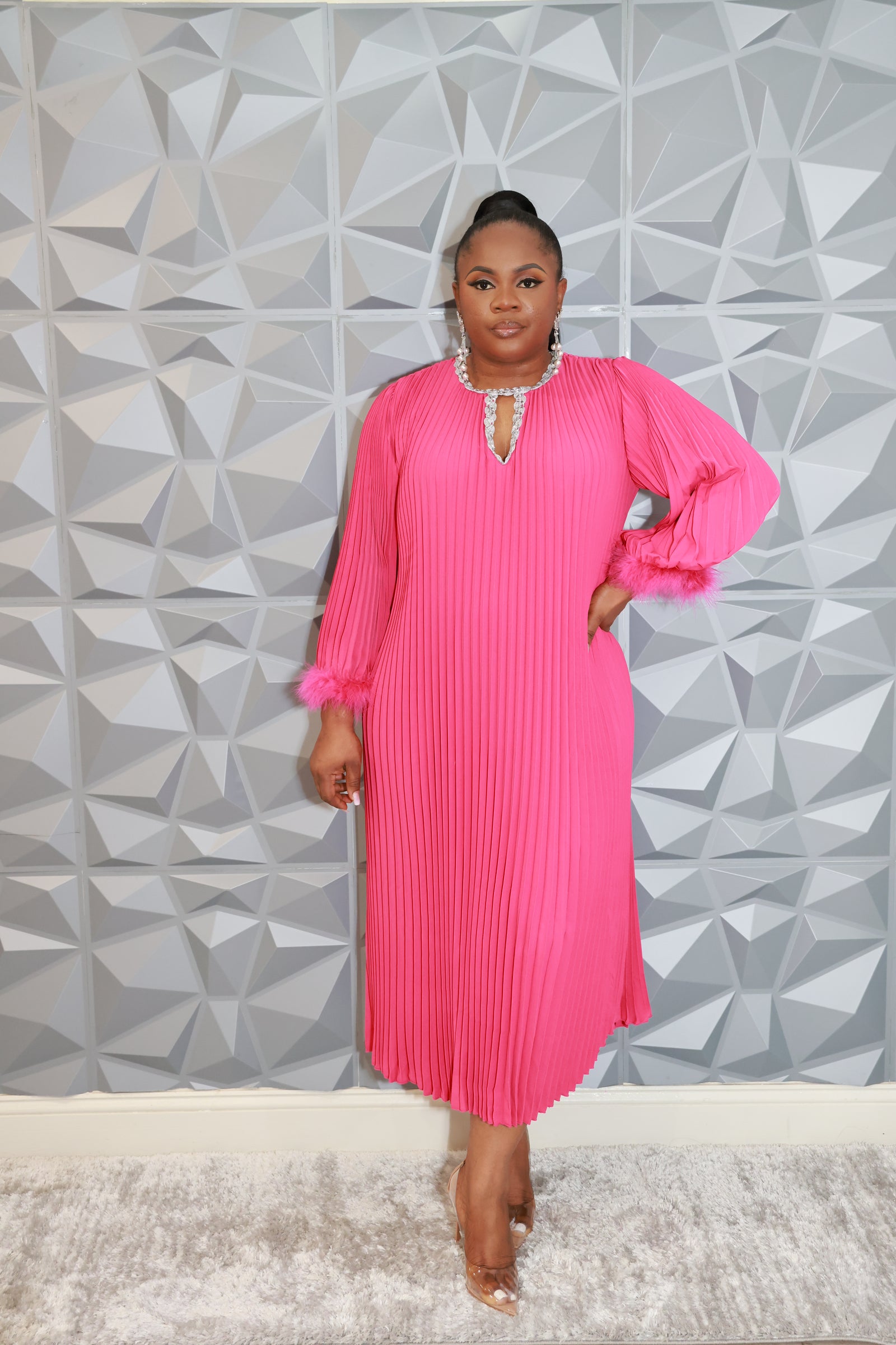 Noir Luxe Dress (Pink)