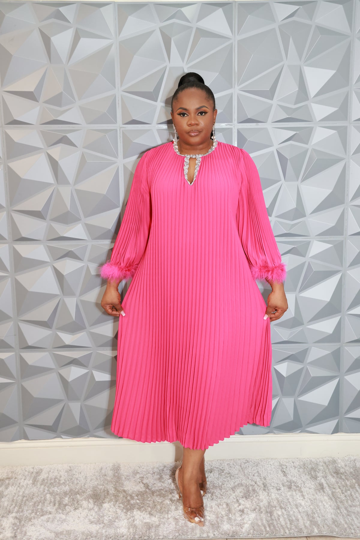 Noir Luxe Dress (Pink)