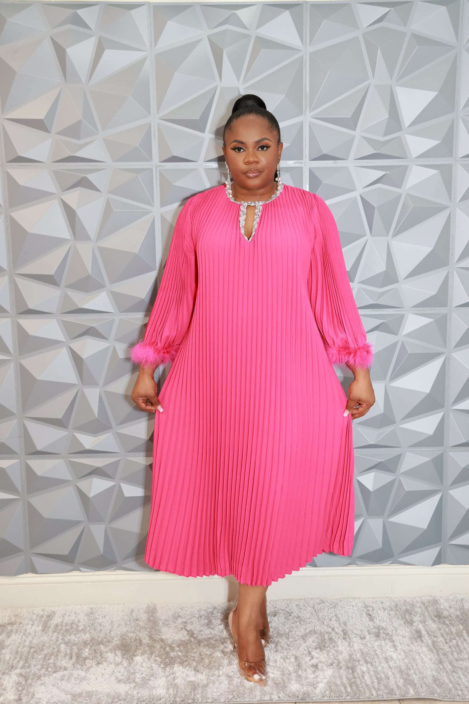 Noir Luxe Dress (Pink)