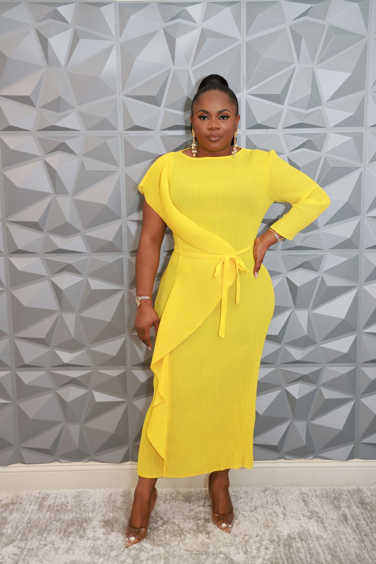 Majestic Wave Dress (Yellow)