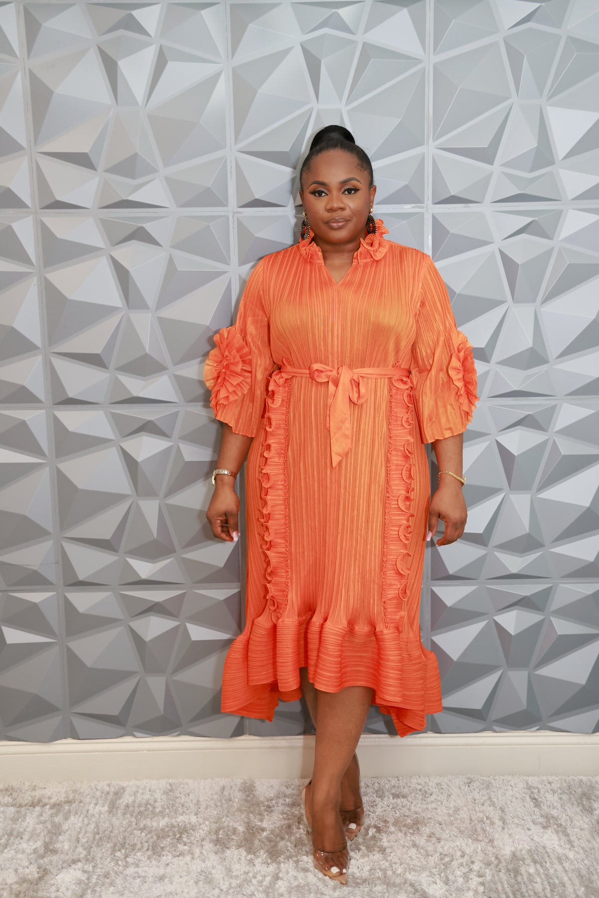 Timeless Ruffle Dress (Orange)