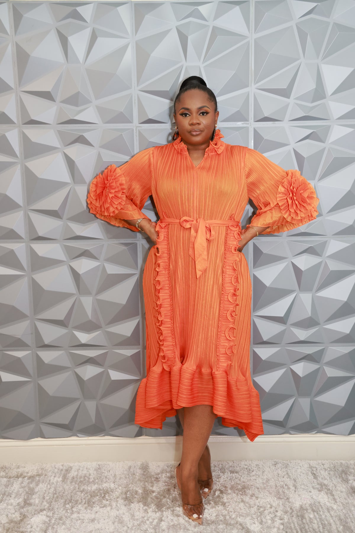 Timeless Ruffle Dress (Orange)