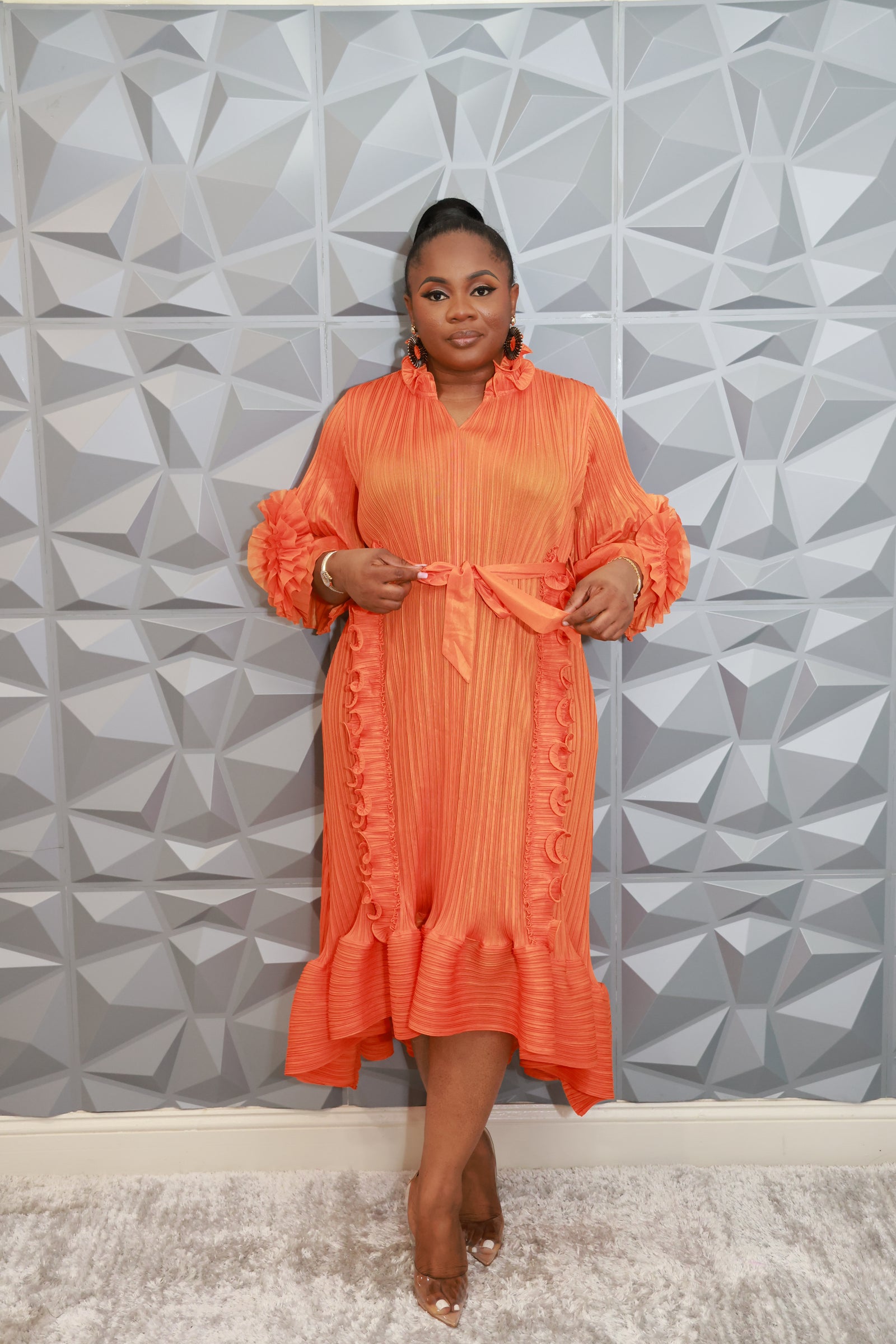 Timeless Ruffle Dress (Orange)