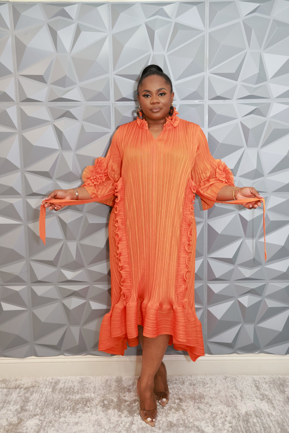 Timeless Ruffle Dress (Orange)