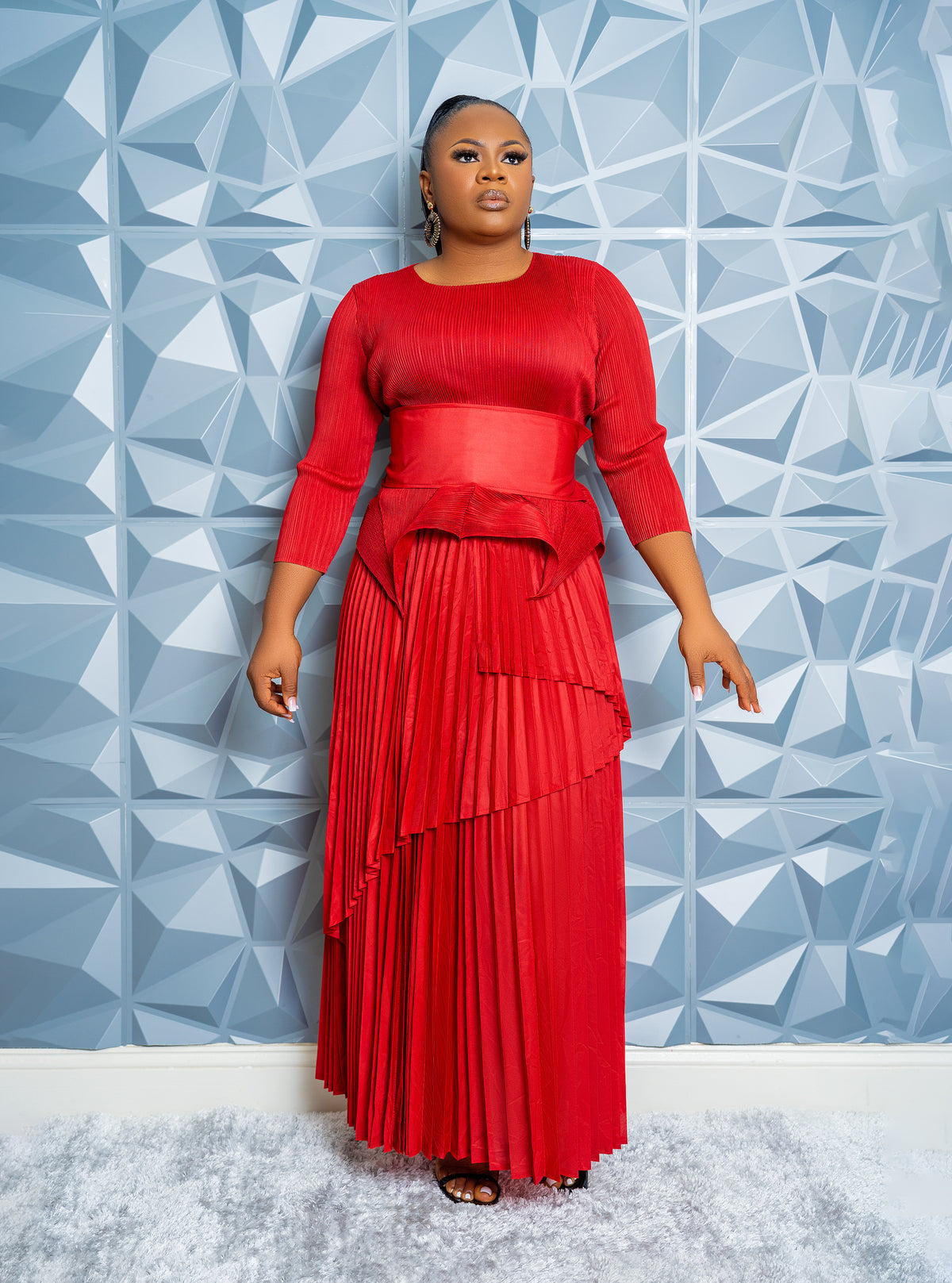 Cascade Skirt Set (Burgundy)