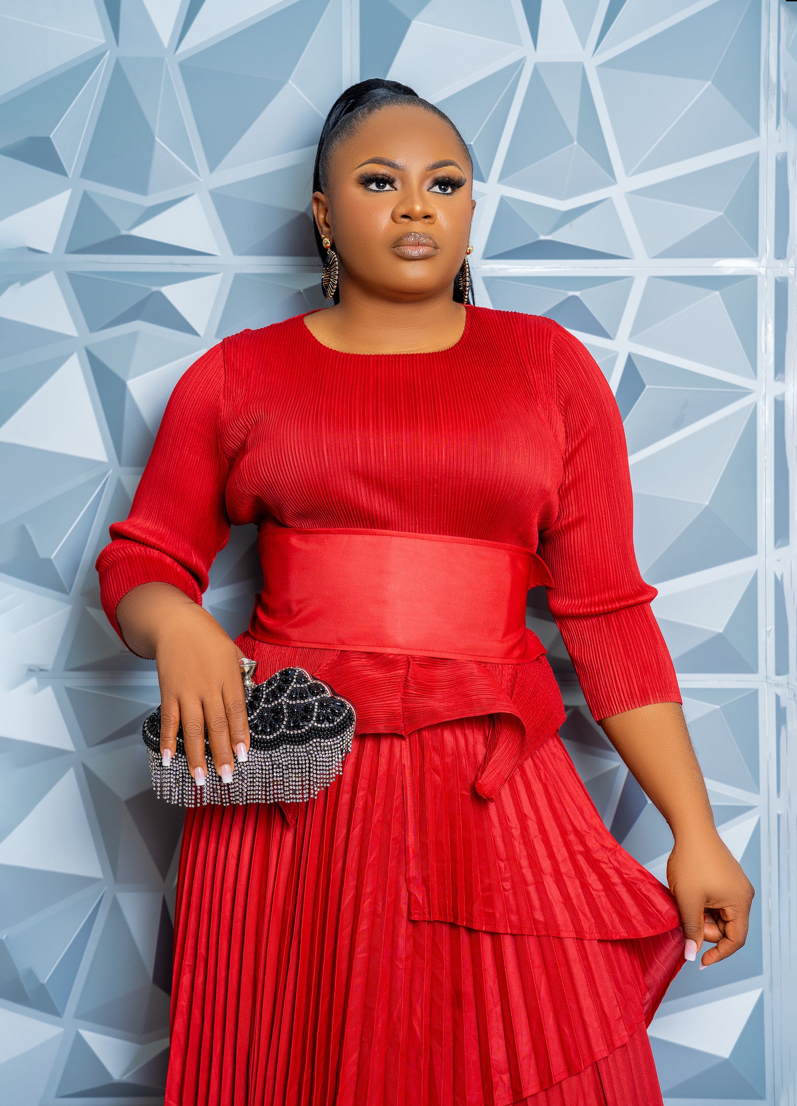 Cascade Skirt Set (Burgundy)