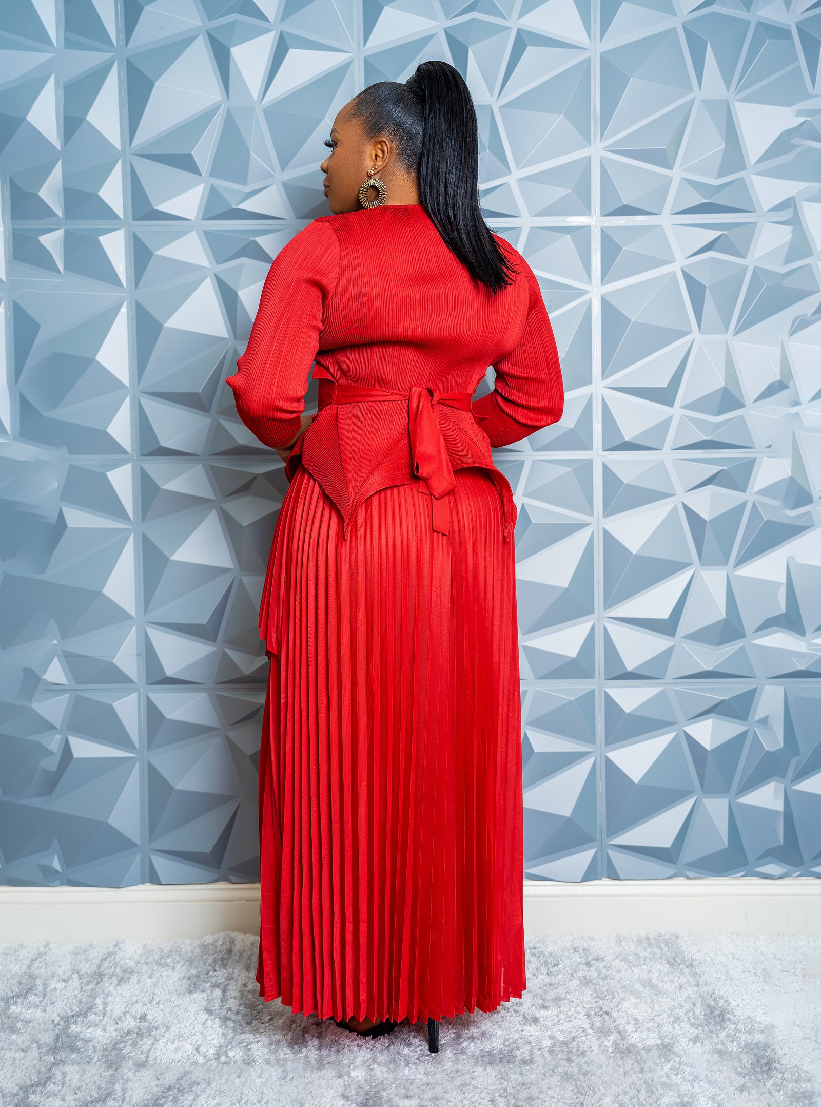 Cascade Skirt Set (Burgundy)