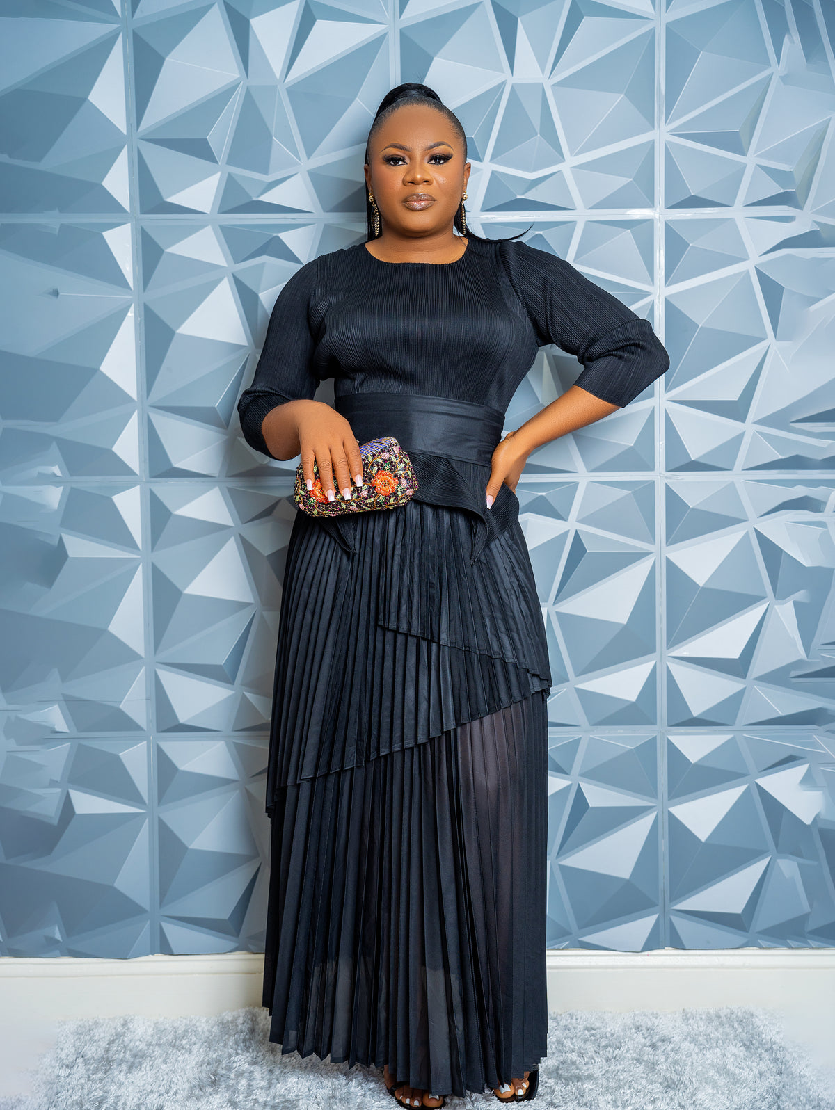 Cascade Skirt Set (Black)