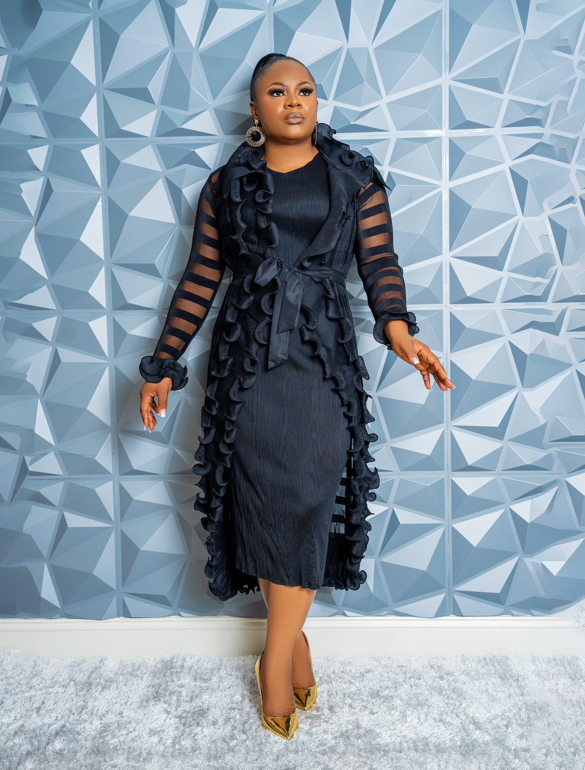 Gilded Wave Dress ( BLACK)