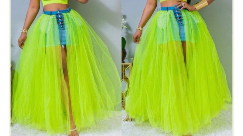 Neon Denim Tutu Skirt