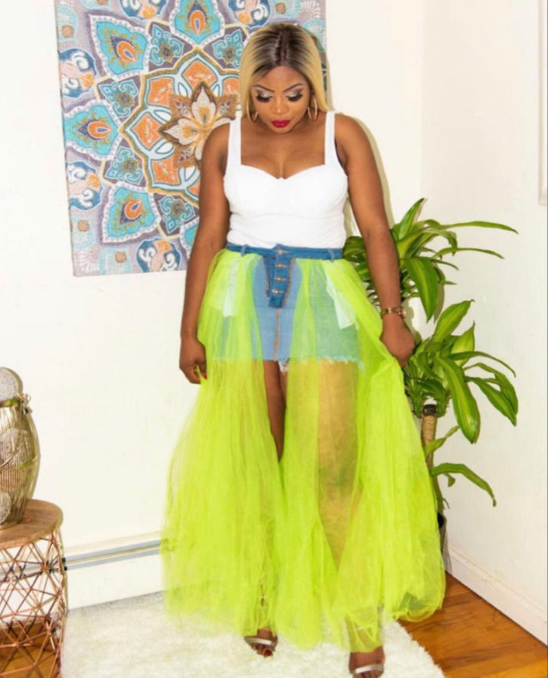 Neon Denim Tutu Skirt