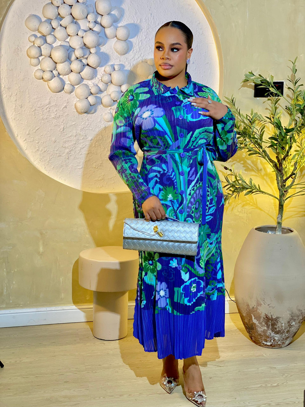 Floral Enchantment Pleat (Blue/Green)