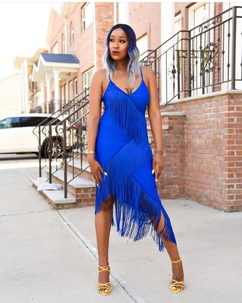 Fun Fringe Bandage Dress