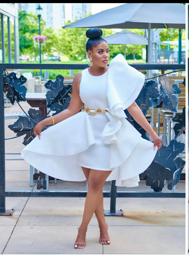 Charming Ruffle White Dress